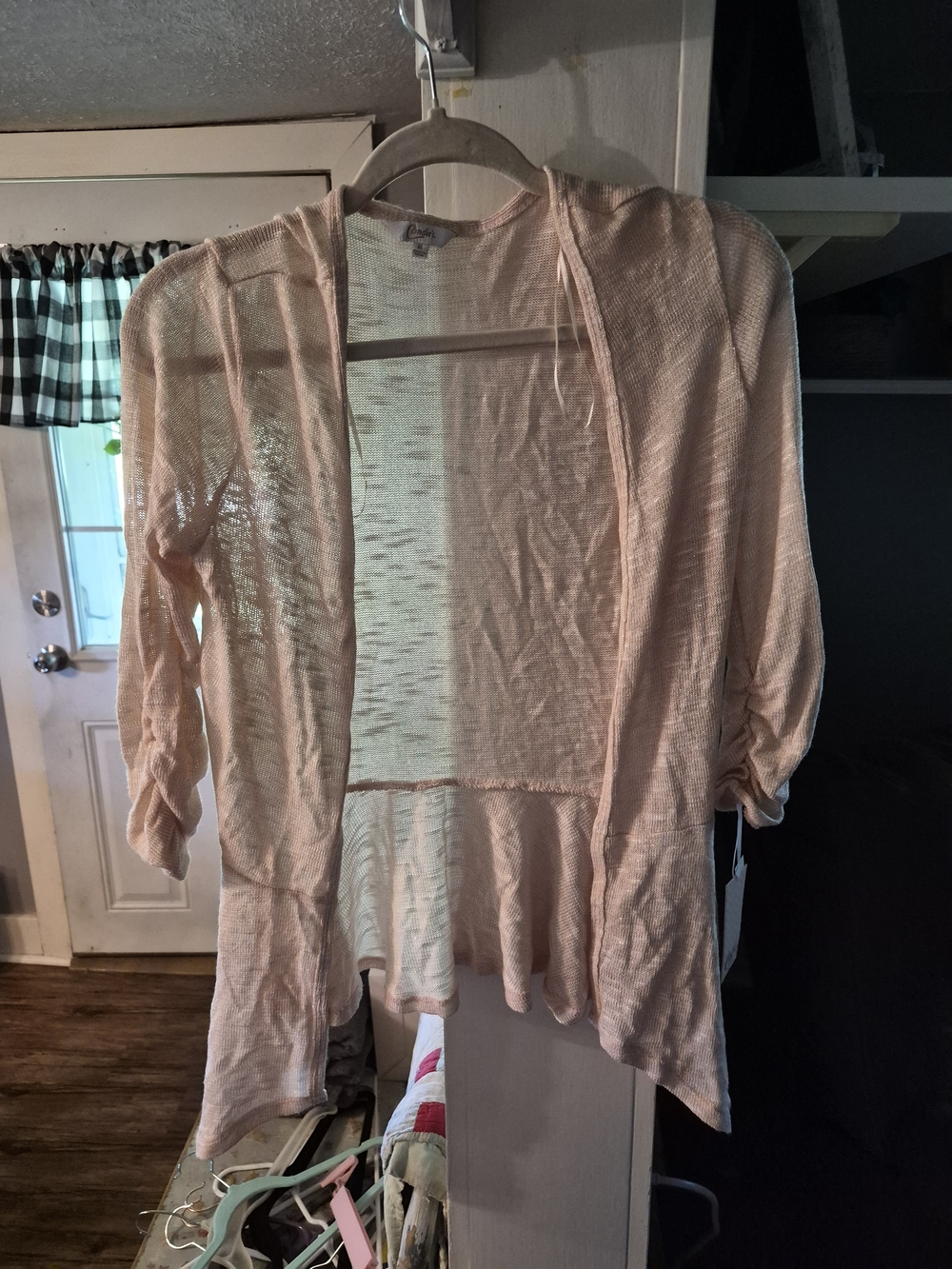 Candie's Light Pink Sheer Knit Cardigan